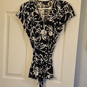Alfani Black and White Floral Blouse